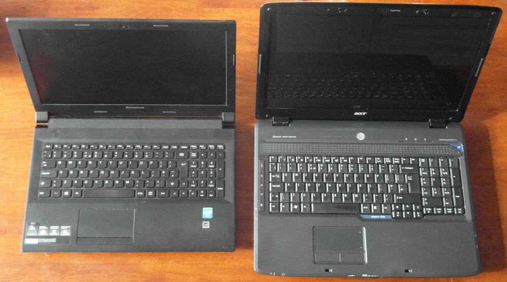 Bytes, Bolts and Leaves  Two laptops, with screen and mouse problems